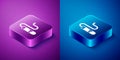 Isometric Cigar icon isolated on blue and purple background. Square button. Vector