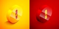 Isometric Cigar icon isolated on orange and red background. Circle button. Vector