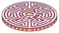 Isometric Circular Maze with Intricate Paths, vector design Generative AI Royalty Free Stock Photo
