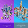 Isometric City Banners Royalty Free Stock Photo
