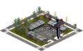 Isometric city buildings, Drive in motel. 3D rendering