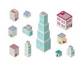 Isometric City Buildings Vector Set. Isometry