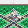 Isometric City Constructor With Hospital Building Royalty Free Stock Photo