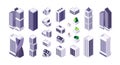 Isometric city constructor kit. Modern cityscape elements with architecture buildings skyscrapers and houses Royalty Free Stock Photo