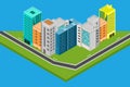 Isometric city design houses, buildings Vector illustration Royalty Free Stock Photo