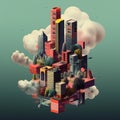 Isometric city with high buildings