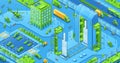 Isometric city infrastructure, spaceport, helipad