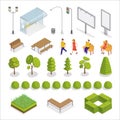 Isometric City. Isometric People. Urban Elements Royalty Free Stock Photo