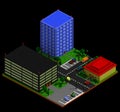 Isometric city landscape in retro voxel style Royalty Free Stock Photo