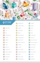 Isometric city map and services and facilities icons set Royalty Free Stock Photo