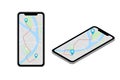 Isometric City map smartphone navigation, Isometry phone point marker, vector schema isometric city plan GPS navigation