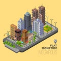 Isometric city, megapolis concept with 3d vector