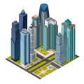 Isometric city,megapolis concept office buildings, skyscraper, landmarks 3d