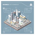 Isometric city with skyscrapers infographic