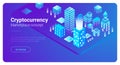 Isometric City vector Blockchain Cryptocurrency Ma