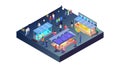 Isometric Cityscape Nightlife Urban Entertainment Scene, vector design Generative AI Royalty Free Stock Photo