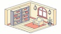 Isometric Classic Library Interior, Bookshelves, vector design Generative AI Royalty Free Stock Photo