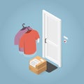 Isometric Clean Clothes Delivery Illustration