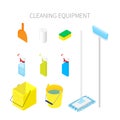 Isometric cleaning equipment isolated Royalty Free Stock Photo