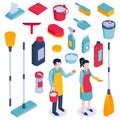 Isometric Cleaning Housework Set