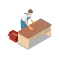 Isometric Cleaning Worker