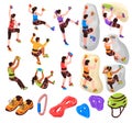 Isometric Climbing Icons Set Royalty Free Stock Photo