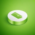 Isometric Closed door icon isolated on green background. White circle button. Vector Royalty Free Stock Photo