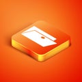 Isometric Closed door icon isolated on orange background. Vector