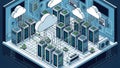 Isometric Cloud Computing and Data Center Infrastructure Royalty Free Stock Photo