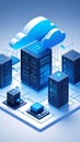 Isometric cloud computing and data server technology concept illustration Royalty Free Stock Photo