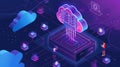 Isometric cloud computing, data storage and cloud computing concept, Generative AI illustrations Royalty Free Stock Photo