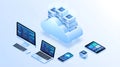 Isometric cloud computing devices data storage servers design Royalty Free Stock Photo