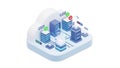 Isometric Cloud Computing Server Room with Data Flow Visualization data center technology Royalty Free Stock Photo