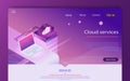 Isometric cloud computing services concept. Concepts Cloud storage.