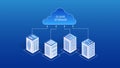 Isometric cloud server. 3D big data. Network hosting background. Share datacenter on computer. Information storage Royalty Free Stock Photo