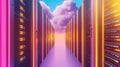 Isometric cloud server farm with vibrant colors and organized layout, featuring captivating copy space Royalty Free Stock Photo