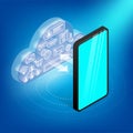 Isometric cloud services concept smatrphone Royalty Free Stock Photo