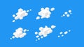 Isometric cloudscape. Abstract vector isometric clouds. 3d futuristic cloud icons for backdrops. Geometric white clouds