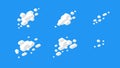 Isometric cloudscape. Abstract vector isometric clouds. 3d futuristic cloud icons for backdrops. Geometric white clouds