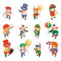 Isometric clowns characters circus party fun carnival funny icons set isolated flat 3d design vector illustration Royalty Free Stock Photo