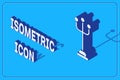 Isometric Coat stand icon isolated on blue background. Vector Royalty Free Stock Photo