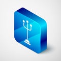 Isometric Coat stand icon isolated on grey background. Blue square button. Vector Royalty Free Stock Photo