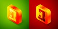 Isometric Coffee machine icon isolated on green and red background. Square button. Vector Illustration Royalty Free Stock Photo