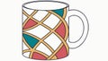Isometric Coffee Mug with Vibrant Geometric Pattern, Vector Design Generative AI Royalty Free Stock Photo