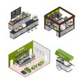 Isometric Coffee Shops Set