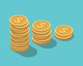 Isometric coin stacks, decrease Royalty Free Stock Photo