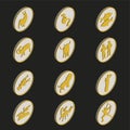 isometric coins zodiac signs icons set illustration Royalty Free Stock Photo