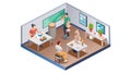Isometric collaborative office, symbolizing team projects. vector design Generative AI Royalty Free Stock Photo