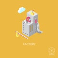 Isometric color vector icon factory on a yellow background