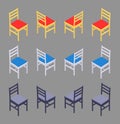 Isometric colored chairs Royalty Free Stock Photo